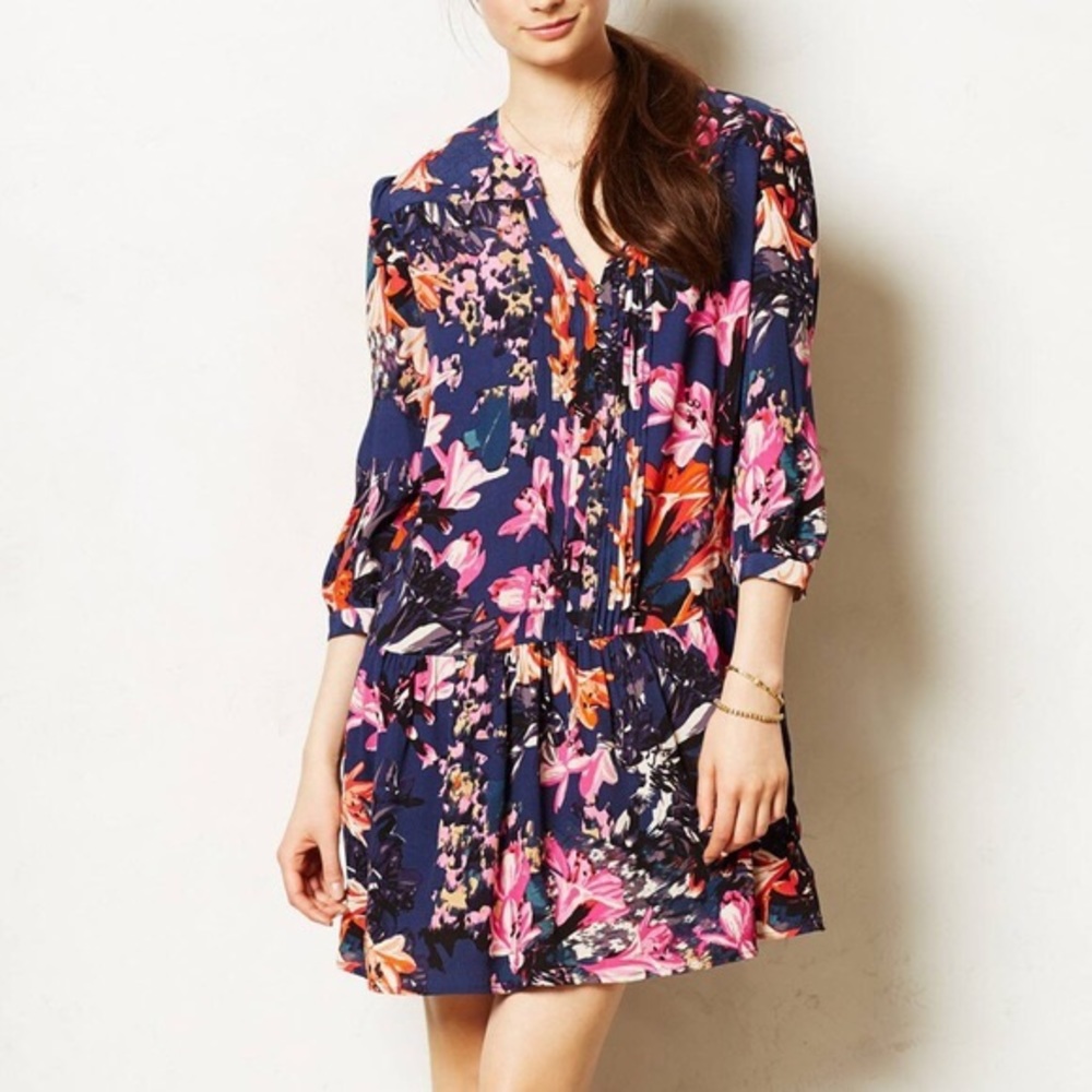 Anthropologie Maeve Floral Drop Waist Dress